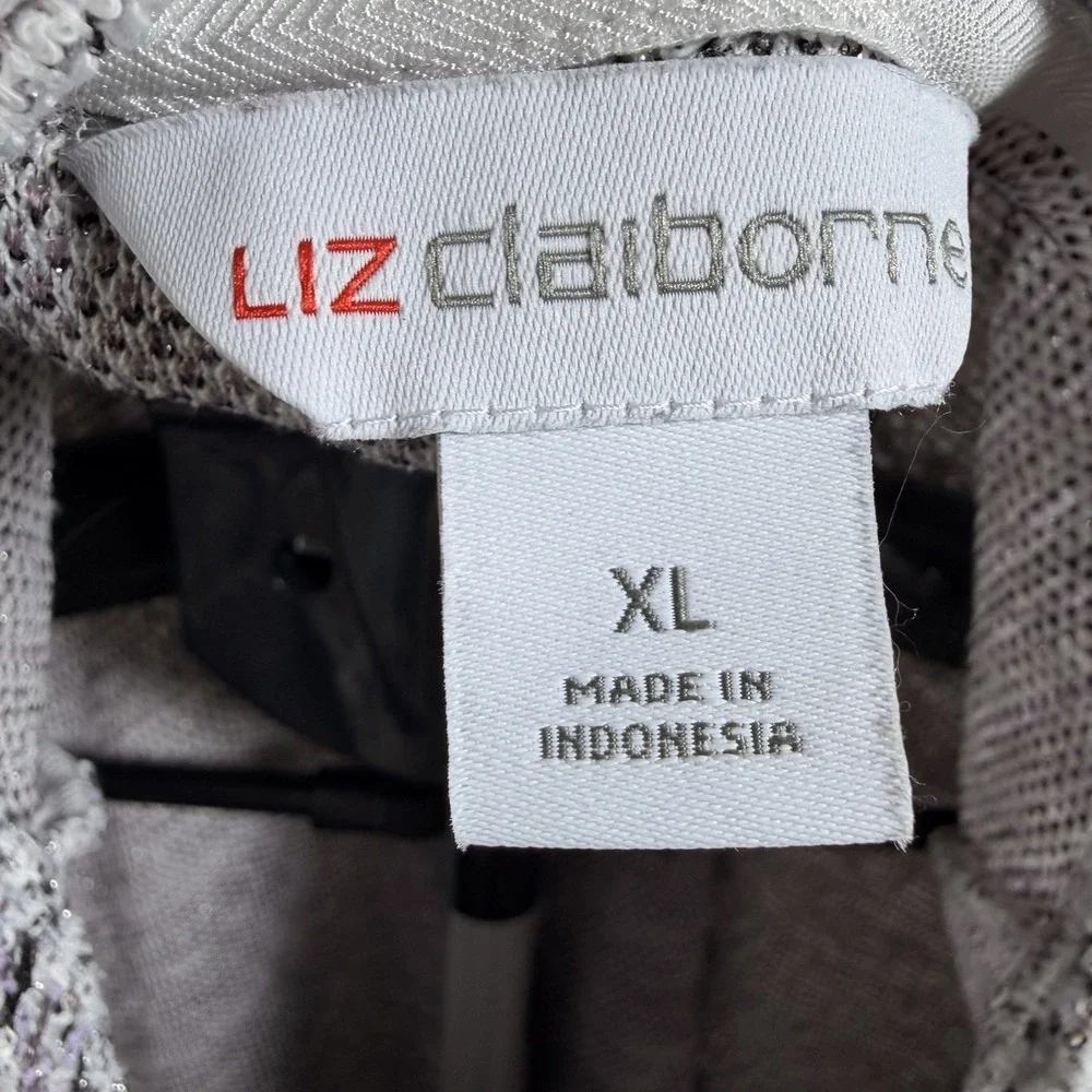 Liz Claiborne Women's Short Sleeve Scoop Neckline Tweed Fabric Top Size XL